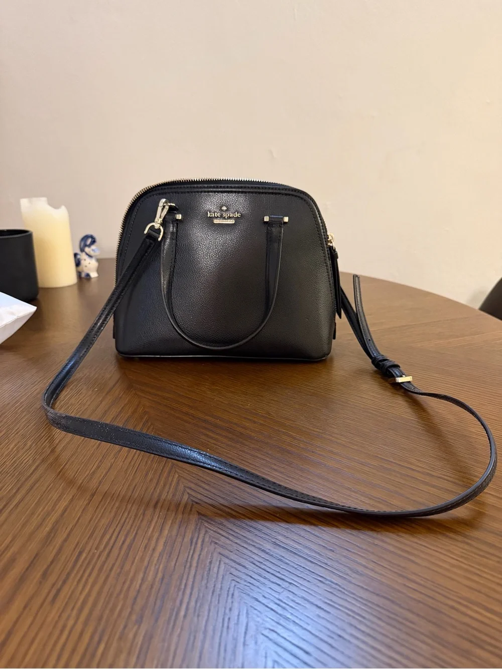 kate spade Black Pebbled Leather Dome Crossbody